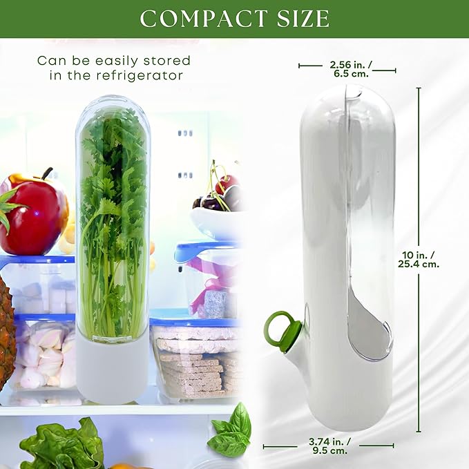 Herb Keeper for Refrigerator Set of 3 – Compact Herb Saver with Built-in Ventilation, and Water Reservoir – Keeps Herbs Fresh Longer in Fridge or Countertop
