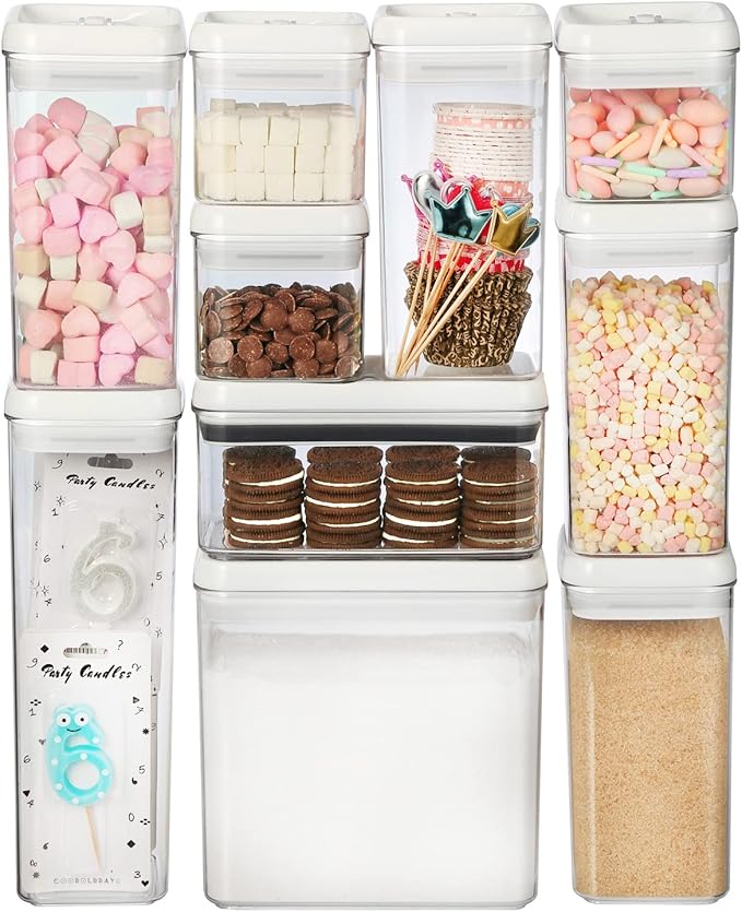 Felli Flip Tite Food Storage Container with Lid Airtight 4" Ring Seal Flip Top, Stackable Acrylic Canister Jar for Pantry Kitchen Counter, Snack Coffee Bean Granola Pet Treats Cracker Holder (1.3 qt)-NeatNest