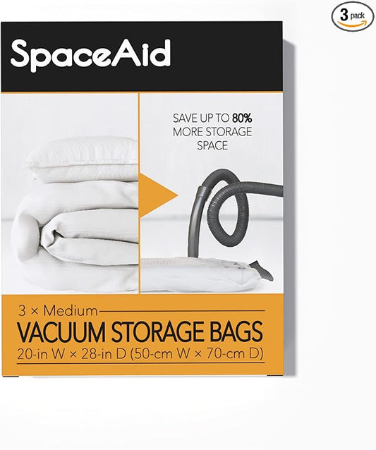 SpaceAid Vacuum Storage Bags, Space Saver Sealer Compression Bags for Comforters, Blankets, Pillows, Bedding, Clothes (Medium 3 Pack)-NeatNest