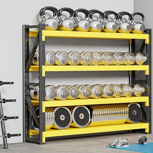 60" W Garage Shelving,4-Tier Heavy Duty Storage Shelves Unit with Adjustable Metal Shelf for Warehouse,Basement,Workshop,4500LBS,60" W x 20" D x 79" H,Black&Yellow-NeatNest