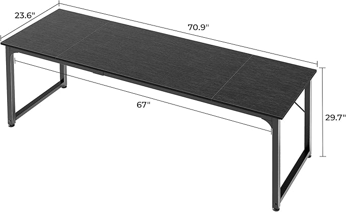 Huuger Computer Desk, 70 Inch Office Desk, Gaming Desk with Storage, Writing Desk Work Desk for Home Office, Study, Long Simple Desk, Large Legroom, Metal Frame, Black-NeatNest