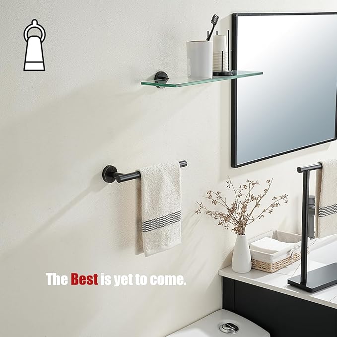JQK Hand Towel Holder Towel Ring Oil Rubbed Bronze, 10 Inch Thicken 0.8mm 304 Stainless Steel Bathroom Hand Towel Bar, 9 Inch Useable Length Wall Mount Towel Rack Hanger, ORB, THH110L9-ORB