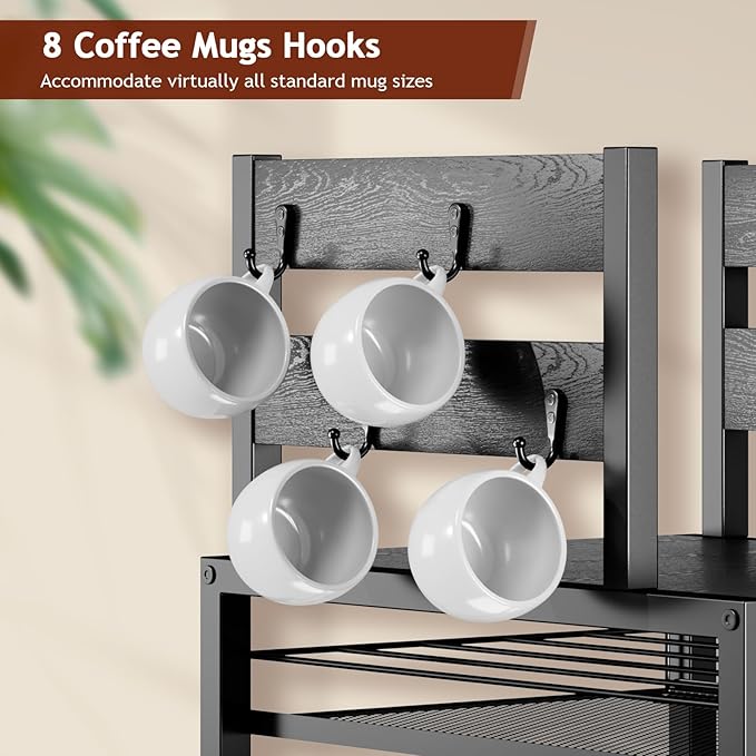 K Cup Holder Drawer - K Cup Storage Organizer, Coffee Pod Drawer with Hooks, Durable Iron-Wood Design, Space-Saving Coffee Station Organizer for Kitchen Counter-NeatNest