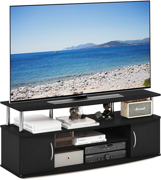 Furinno JAYA Large Entertainment Stand for TV Up to 55 Inch, Americano/Chrome-NeatNest