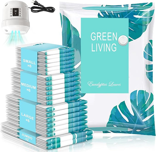 20 Pack Vacuum Storage Bags for Clothing Travel with Electric Pump, 4 Sizes Jumbo/Large/Medium/Small Space Saver Bags Vacuum Sealed for Luggage Blankets, Vacuum Seal Bags for Bedding Comforters-NeatNest