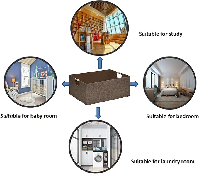 Collapsible Storage Box 16.9"x12.5"x7" with Wooden Handles | Foldable Organizer for Closet, Shelves, Toys & Cosmetics | Durable Linen-Polyester Fabric | Space-Saving Home Organization 2Pack-NeatNest