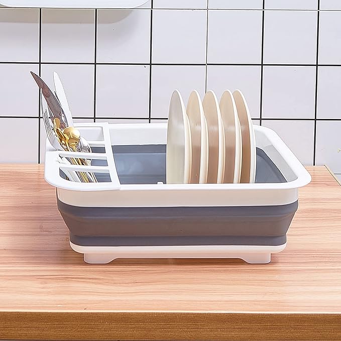 Collapsible Dish Drainer with Drain Plug & Swivel Spout - Space-Saving, Portable Dish Rack for Kitchens, RVs, Campers & Travel Trailers-NeatNest