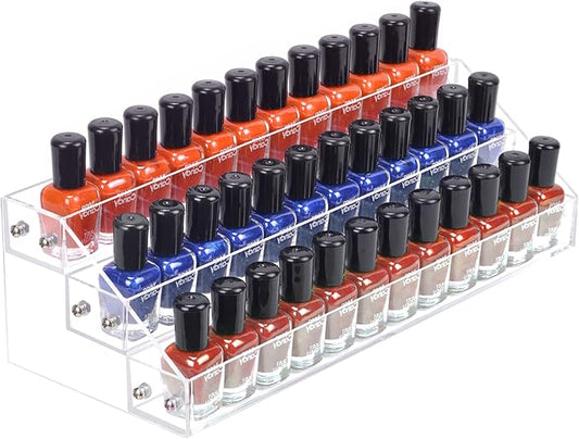 3 Packs Clear Nail Polish Organizer Holder Shelf Rack, Acrylic Display Stand For Sunglasses Paint Essential Oils, Makeup Holder, Nail Poliahes Storage to 36 Bottles (Fit 1-2oz Bottles)-NeatNest