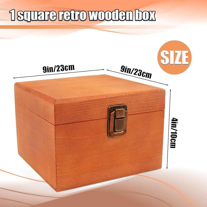 Keepsake Box, Wooden Box Decorative Box Decorative Storage Box, Wooden Keepsake Box For Crafts Art Hobbies And Home Decoration (9 x 9 x 3.9 inches)-NeatNest