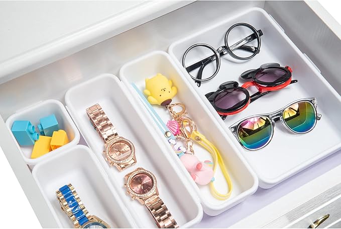 Backerysupply Interlocking Desk Drawer Organizer Separators for Kitchen, Bathroom, Makeup, Office (Set of 10)-NeatNest