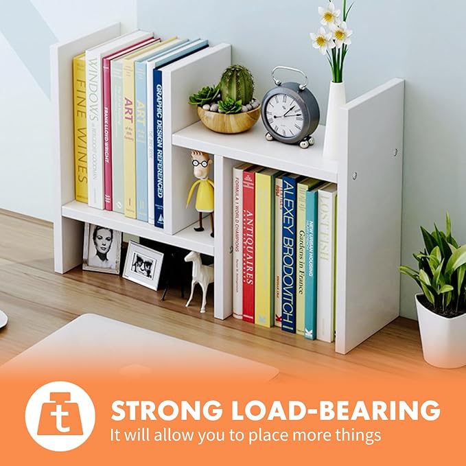 ShellKingdom Desk Shelf Organizer, H-Shaped Desktop Shelves, Adjustable Desktop Corner Shelf, Bookshelf Storage Rack and Cubicle Decor for Desk, Tabletop, School, Office, Dorm Desk Organizer - White-NeatNest