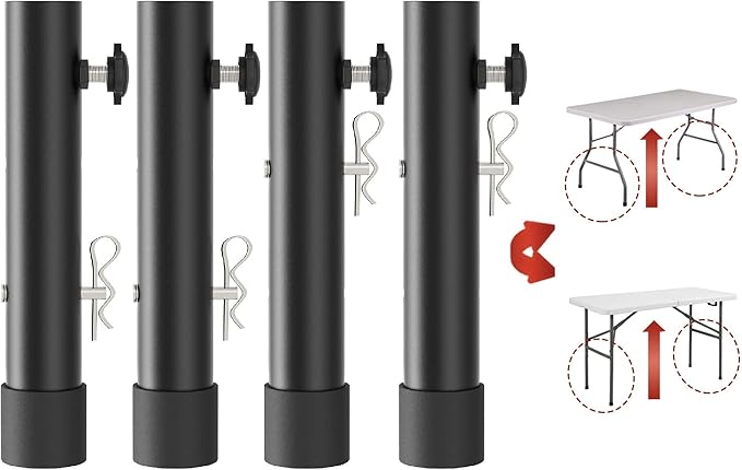 Folding table risers for Folding Tables Straight/Bent Leg, Durable Folding Table Leg Extensions 2 Levels/Heights Table Leg extenders-All for Treating Your Back pain(4-pack) (7.8 In (20cm)）-NeatNest