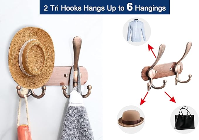 NearMoon Coat Rack Wall Mounted-2 Pack, Heavy Duty Bath Towel Hooks Stainless Steel Robe Hooks Holder, Metal Coat Hook for Towel Coat Hat Key Bathroom Bedroom Hotel Entryway (2 Hooks, Antique Copper)