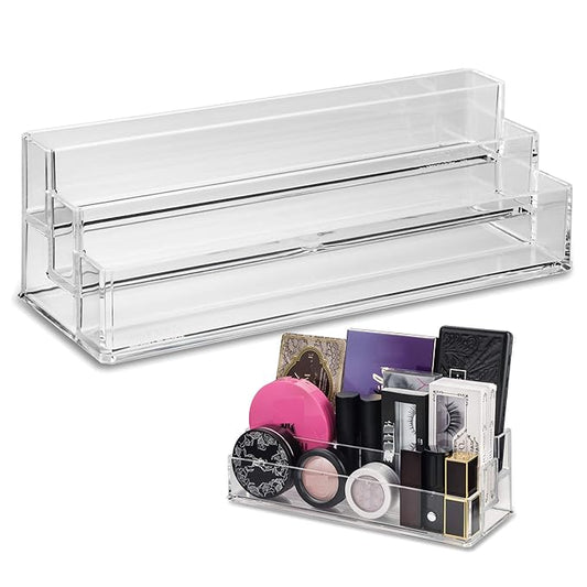 byAlegory Tiered Acrylic Eyeshadow Palette Makeup Organizer (Small Palettes, Compacts, Lipsticks, Lip Gloss, Eye Shadows, Cosmetics) | 3 Tier Cosmetic Storage (CLEAR)-NeatNest