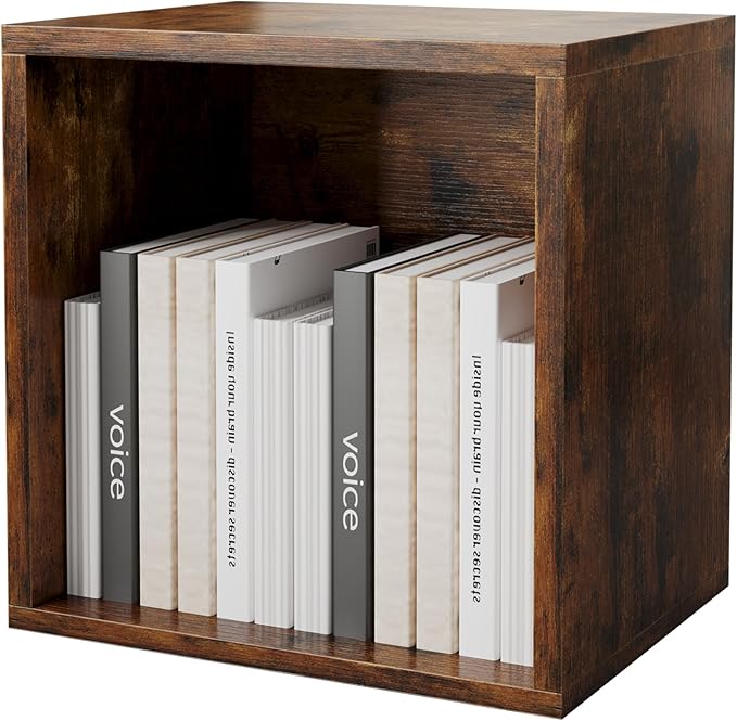 FUSUNBAO Magic DIY Cube Storage Organizer Stackable Cubes for Home Books Clothes Toy-Modular Cubby Storage System-Office Cubical-Bookcase Closet (Antique Brown, General Cube)-NeatNest