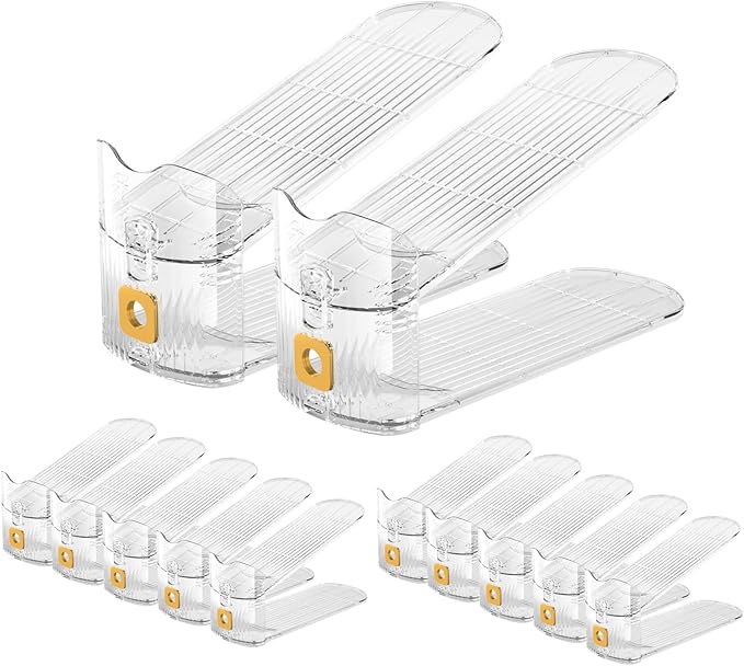 CiBiZi Clear Shoe Slots Organizers 12Pack Shoe Stacker Organizer for Closet Shoe Stackers for a Pair of Shoes Shoe Display Shelf Shoe Rack Holders Space Saver Organizador de Zapatos (Clear)-NeatNest