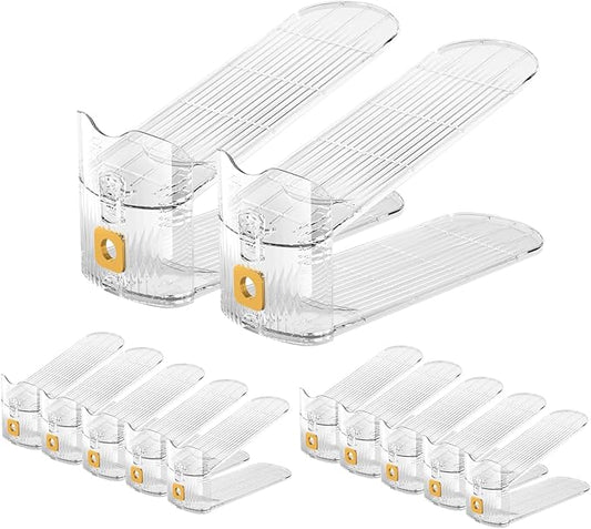 CiBiZi Clear Shoe Slots Organizers 12Pack Shoe Stacker Organizer for Closet Shoe Stackers for a Pair of Shoes Shoe Display Shelf Shoe Rack Holders Space Saver Organizador de Zapatos (Clear)-NeatNest