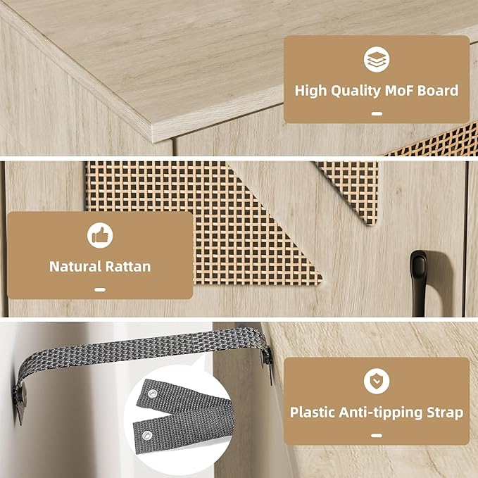 Buffet Cabinet with Storage Sideboard Accent Modern Credenza with Doors & Shelves 32.9" Tall Media Console Mid Century Coffee Bar Table for Living Room Kitchen Dining Room Hallway-NeatNest