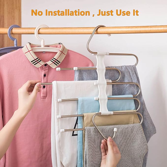 Kalimdor Pants Hangers 2 Pack Space Saving Metal Closet Organizer,Clothes Pants Hangers,Anti-Slip Design,Closet Organizers and Storage for Pants Jeans Skirts Scarf Legging-NeatNest