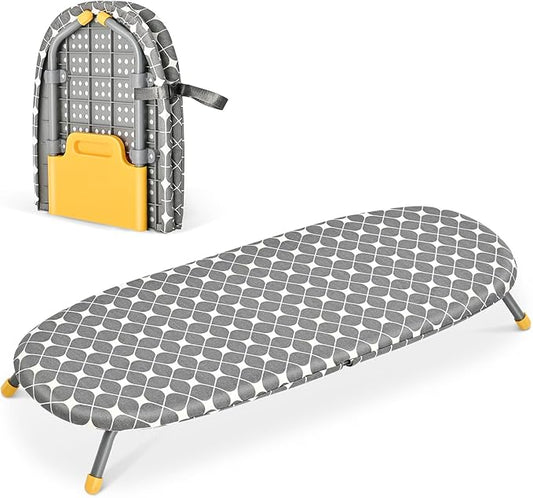 APEXCHASER Foldable Ironing Board, Tabletop Small Board with Heat Resistant Covers, Portable Folding Mini Non-Slip Feet for Home, Laundry Rooms, Dorms, Travel Use, Yellow