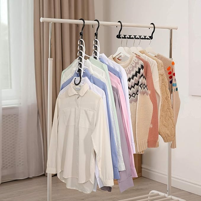 HOUSE DAY Sturdy Plastic Space Saving Hangers Cascading Hanger Organizer Closet Space Saver Multi Hangers for Heavy Clothes, Closet Organizers and Storage,College Dorm Room Essentials (20 Pack Black)-NeatNest
