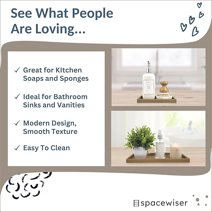 Countertop and Vanity Tray - 2 PC (11” and 7”) Shatterproof Silicone Kitchen and Bathroom Trays for Counter, Kitchen Soap Dispenser Tray, Vanity Trays for Bathroom, Perfume Key Tray-NeatNest