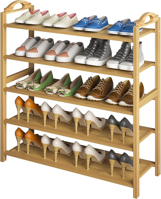 UDEAR Bamboo Shoe Rack 5-Tier Shoe Storage Organizer Entryway Shoe Shelf-NeatNest