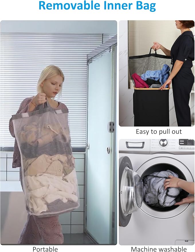 efluky Slim Laundry Basket with Wheels, Narrow Rolling Laundry Hamper with Lid and Removable Bag, Tall Aesthetic Dirty Clothes Hamper on Wheels for Laundry Room, Bedroom, Dorm and Bathroom, 75L Pink-NeatNest