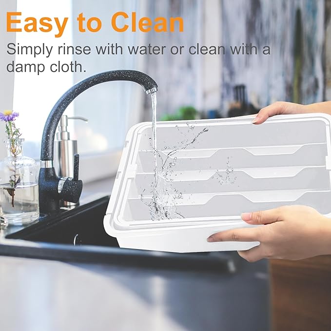 Homecor Silverware Drawer Organizer, Adjustable Kitchen Drawer Organizer, Expands from 4 to 7 Slots, Non-Slip BPA-Free Flatware Cutlery Utensil Holder for Forks Knives Spoons and Kitchen Utensil,White-NeatNest