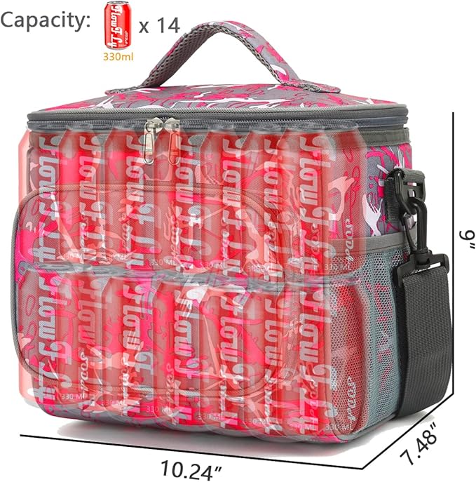 FlowFly Insulated Reusable Lunch Bag Adult Large Lunch Box for Women and Men with Adjustable Shoulder Strap,Front Zipper Pocket and Dual Large Mesh Side Pockets,Graffiti-NeatNest