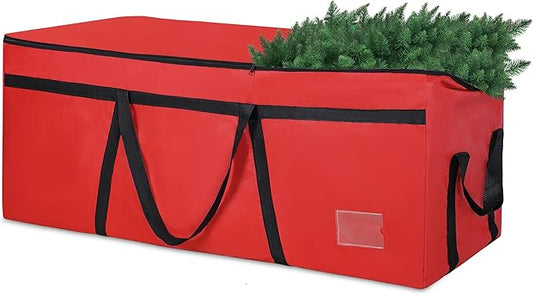 4.5 ft Christmas Tree Storage Bag, Heavy Duty Christmas Tree Bag with Reinforced Handles and Dual Zippers Wide Opening, Large Capacity fits for Artificial Christmas Tree (Red, 4.5 ft)-NeatNest