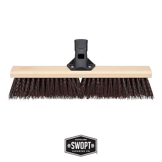 SWOPT 18" Premium Rough Surface Push Broom Head - Outdoor Broom for Driveways, Sidewalks, Patios - Interchangeable With All SWOPT Products for Efficient Cleaning & Storage