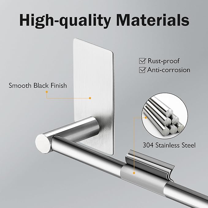 Taozun Towel Bar - 32 Inch Towel Holder with 2 Packs Adhesive Hooks, Hand Towel Rack Stick on Wall, Stainless Steel Bathroom Hardware Accessory Kit