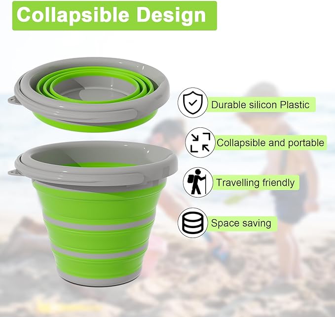 Collapsible Bucket with Handle - 10L (2.6 Gallon) Portable Water Bucket for Car Wash Household Cleaning,for Outdoor Garden Camping Fishing Car Wash Space Saving- Green-NeatNest