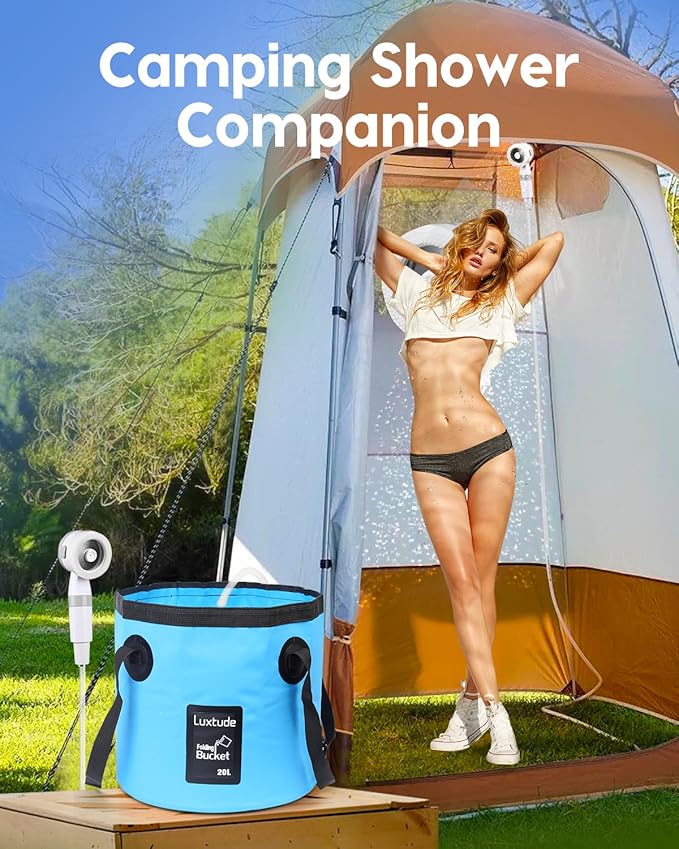 Luxtude Collapsible Bucket with Handle, 5 Gallon(20L), Portable & Ultra Lightweight Outdoor Basin Bucket, Folding Bucket for Fishing, Camping, Hiking-NeatNest