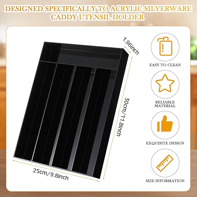 Baderke Acrylic Silverware Organizer Small Acrylic Utensil Drawer Organizer for Flatware Utensils Drawer, Office, Bathroom-NeatNest
