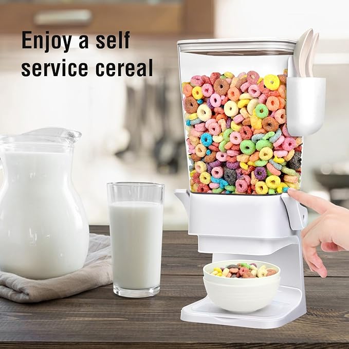 Cereal Dispenser Countertop with 2 Pack Bowls and Spoons 5.5 Qt Large Cereal Storage Container Holder for Pantry Dry Food Nut Dispenser Snack Candy Organizer Kitchen Organization for Oatmeal Granola-NeatNest