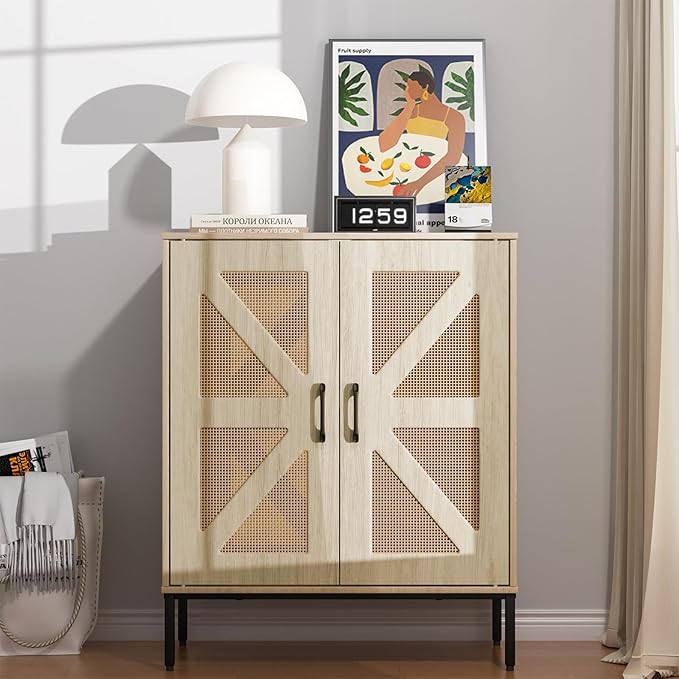 Buffet Cabinet with Storage Sideboard Accent Modern Credenza with Doors & Shelves 32.9" Tall Media Console Mid Century Coffee Bar Table for Living Room Kitchen Dining Room Hallway-NeatNest