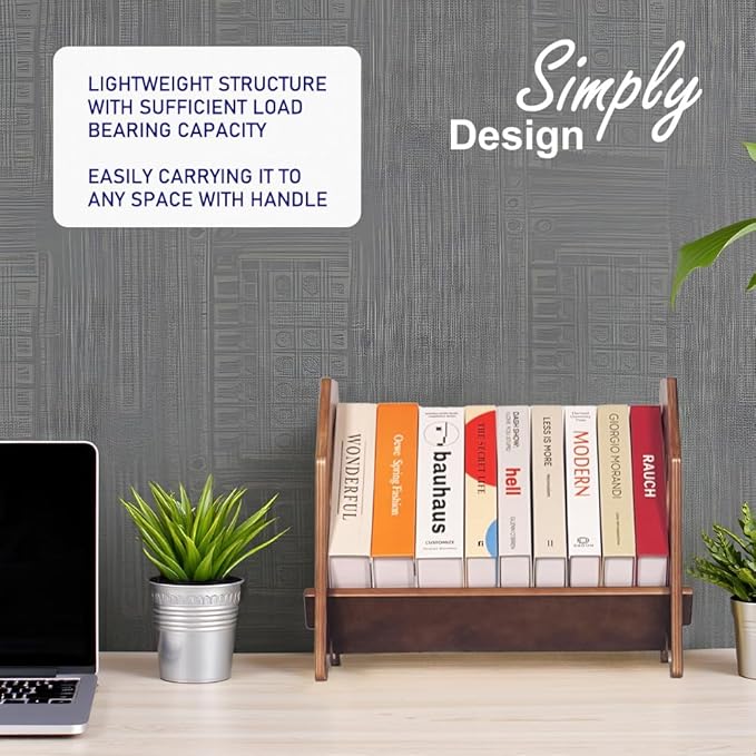 2 Pack Desktop Bookshelf, Stackable Book Organizer with Handle, Storage Rack for CD/Magazine/File Folder, Portable Small Bookshelf for Study, Living Room, Kid's Room, No Nails, Medium Size-NeatNest