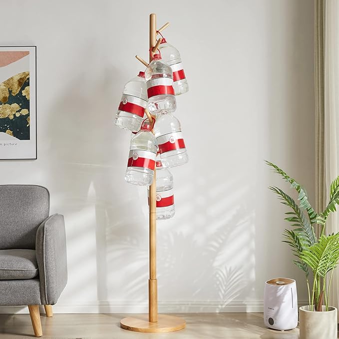IBUYKE Coat Rack Stand, Freestanding Coat Tree with Solid Round Base and 8 Hooks, Easy Assembly Wooden Coat Hanger, Clothes Rack for Hallway Entryway, Living Room, Bedroom, Natural Color WD-115-NeatNest