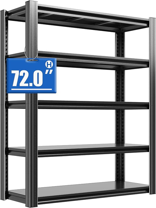 72" H Metal Storage Shelving, 2500LBS Heavy Duty Shelves Unit, Adjustable 5 Tier Storage Rack, Industrial Utility Shelf for Garage, Warehouse, Bedroom, Kitchen,16" D×36“W×72”H, Black-NeatNest
