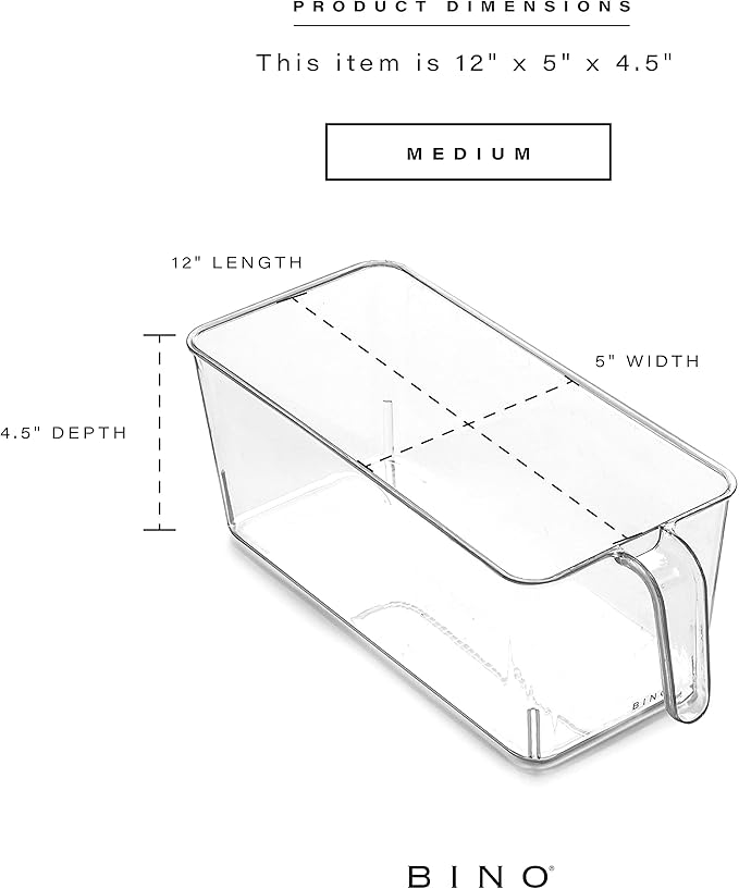 BINO | Clear Storage Organizer, Medium | THE HOLDER COLLECTION | Clear Containers for Organizing with Built-in Handles | Pantry Organization and Storage | Fridge Organizer | Smart Bin Cabinet-NeatNest