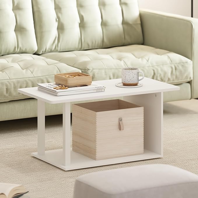 Furinno Basic Home Living Coffee Table, White/White-NeatNest