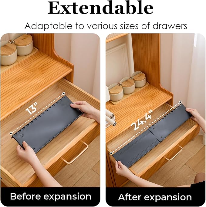 4-Tier Spice Drawer Organizer - 4 Pack Expandable Seasoning Rack (13" to 24.4") for Kitchen Drawers, Organization Insert Tray (Jars Not Included)-NeatNest