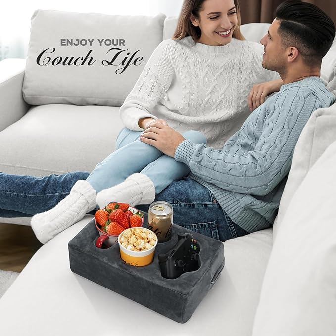 Couch Cup Holder Pillow,Couch Drink Holder,Octagon Couch Caddy for Coffee Cup,Phone,Remote,Couch Cup Holder Tray for Bed,Car,Sofa,Table-NeatNest