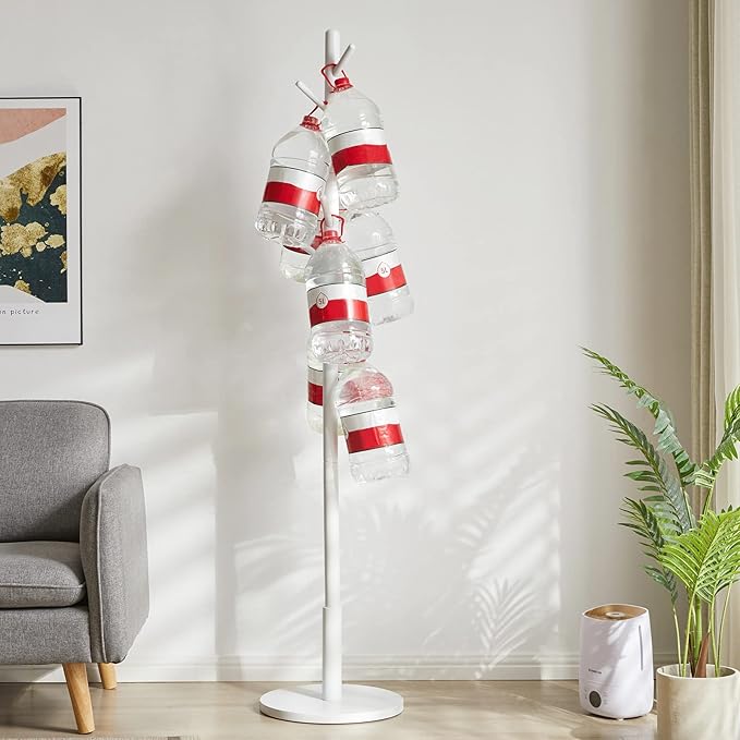 IBUYKE Coat Rack Stand, Freestanding Coat Tree with Solid Round Base and 8 Hooks, Easy Assembly Wooden Coat Hanger, Clothes Rack for Hallway Entryway, Living Room, Bedroom, Office, White WD-114-NeatNest