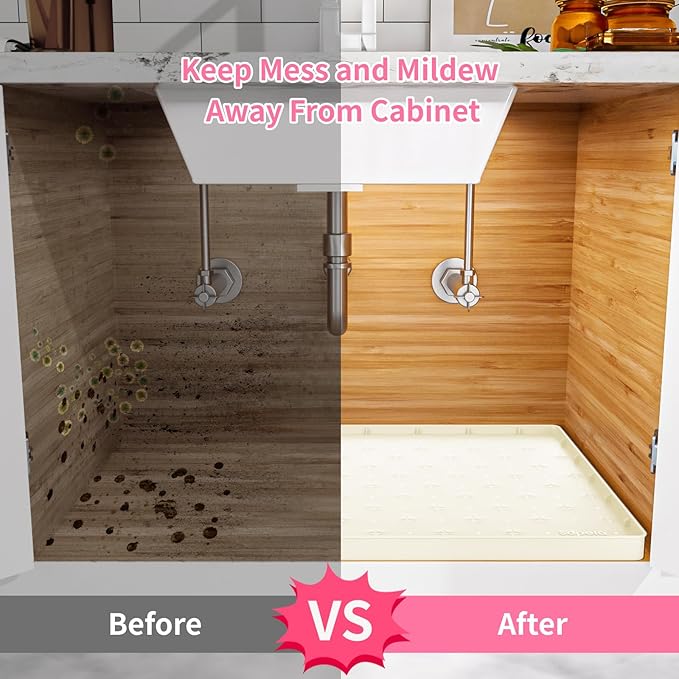 Sdpeia Under Sink Mat for [22" x 14"] Cabinet, Upgraded Silicone Waterproof Mat Kitchen Cabinet Liner Cabinet Protector Kitchen Organizers and Storage-NeatNest