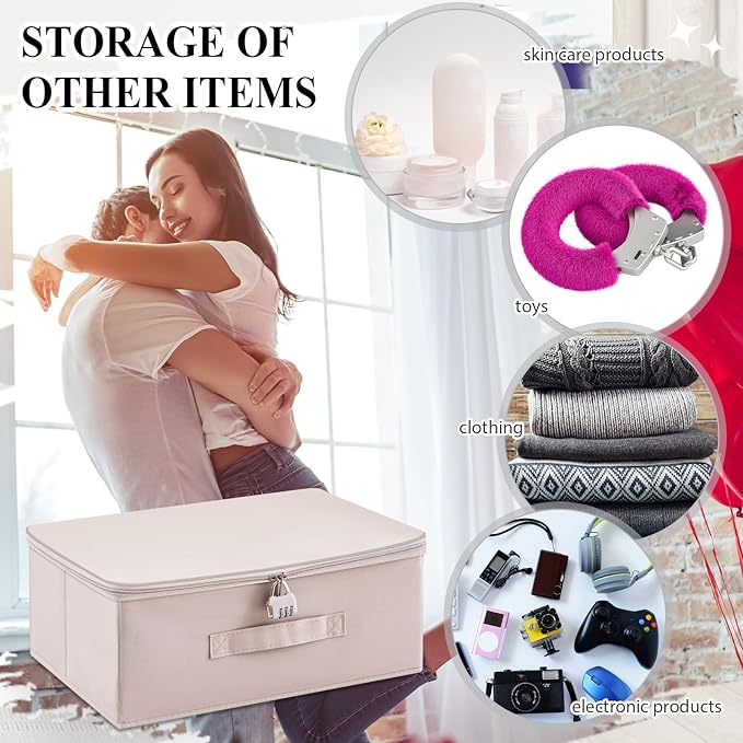 Discreet Lockable Toy Bag Storage Organizer Toy Bag Storage Bins Case with Zipper Lid 15 x 10 x 6.3 Inches for Women and Men Clothes Container(Light Purple)-NeatNest
