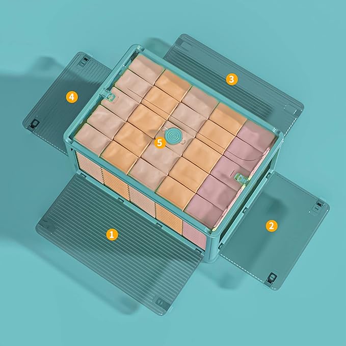 Collapsible Storage Bins,Storage Bins with Lids,Stackable 8.2Gal Folding Storage Box-NeatNest