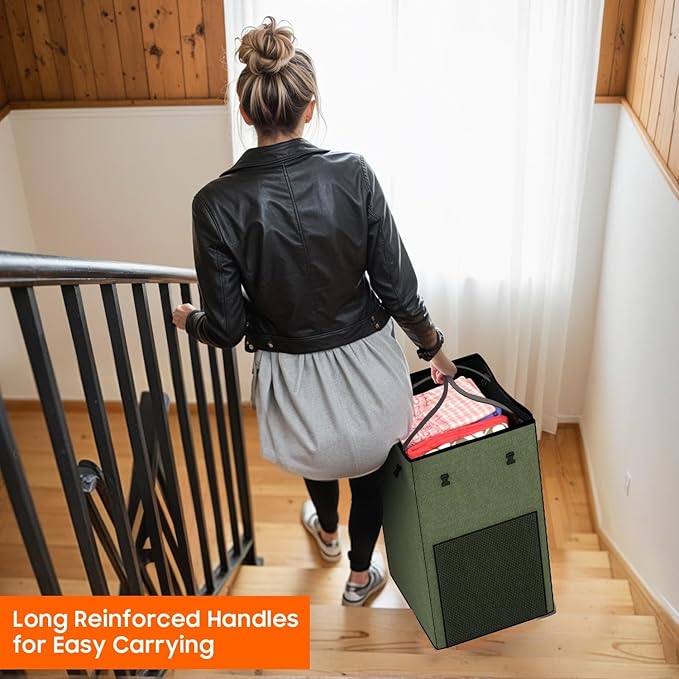 150L Laundry Hamper with Wheels, Rolling Laundry Basket with Metal Frame and Removable Bag, Large & Tall Dirty Clothes Hampers for Bedroom Aesthetic, Laundry Room, Bathroom, Dorm-Green
